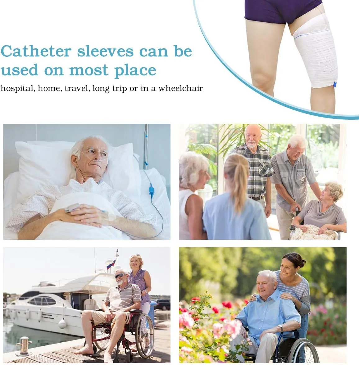 Catheter Leg Bag Holder 4 Count Fabric Catheter Sleeves Urine Leg Bag Holder - Urinary Drainage Bag Stay in Place Urine Bags for Legs Foley Catheter Bag Holder Strap for Men or Women (S-4pack)