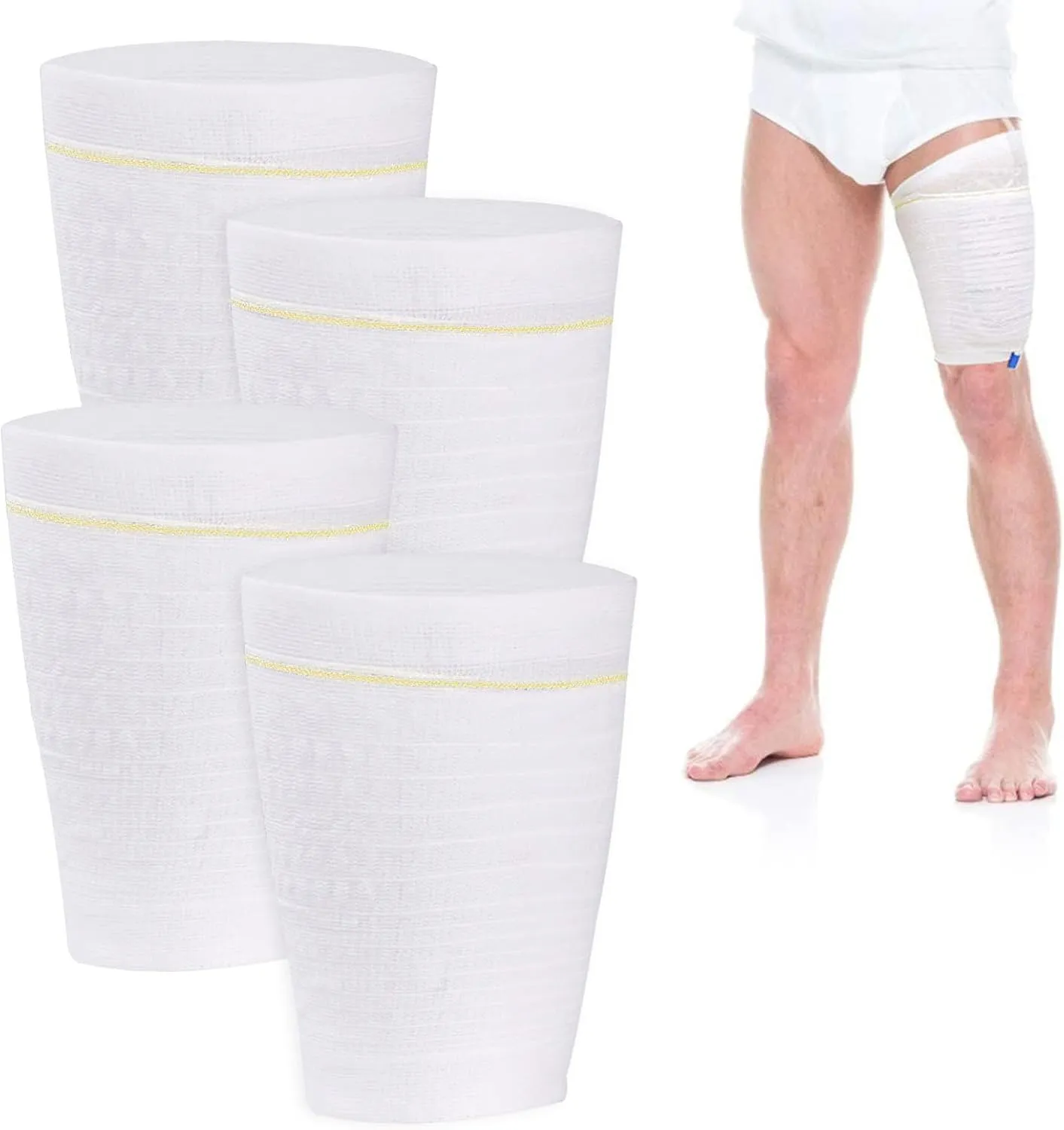 Catheter Leg Bag Holder 4 Count Fabric Catheter Sleeves Urine Leg Bag Holder - Urinary Drainage Bag Stay in Place Urine Bags for Legs Foley Catheter Bag Holder Strap for Men or Women (S-4pack)