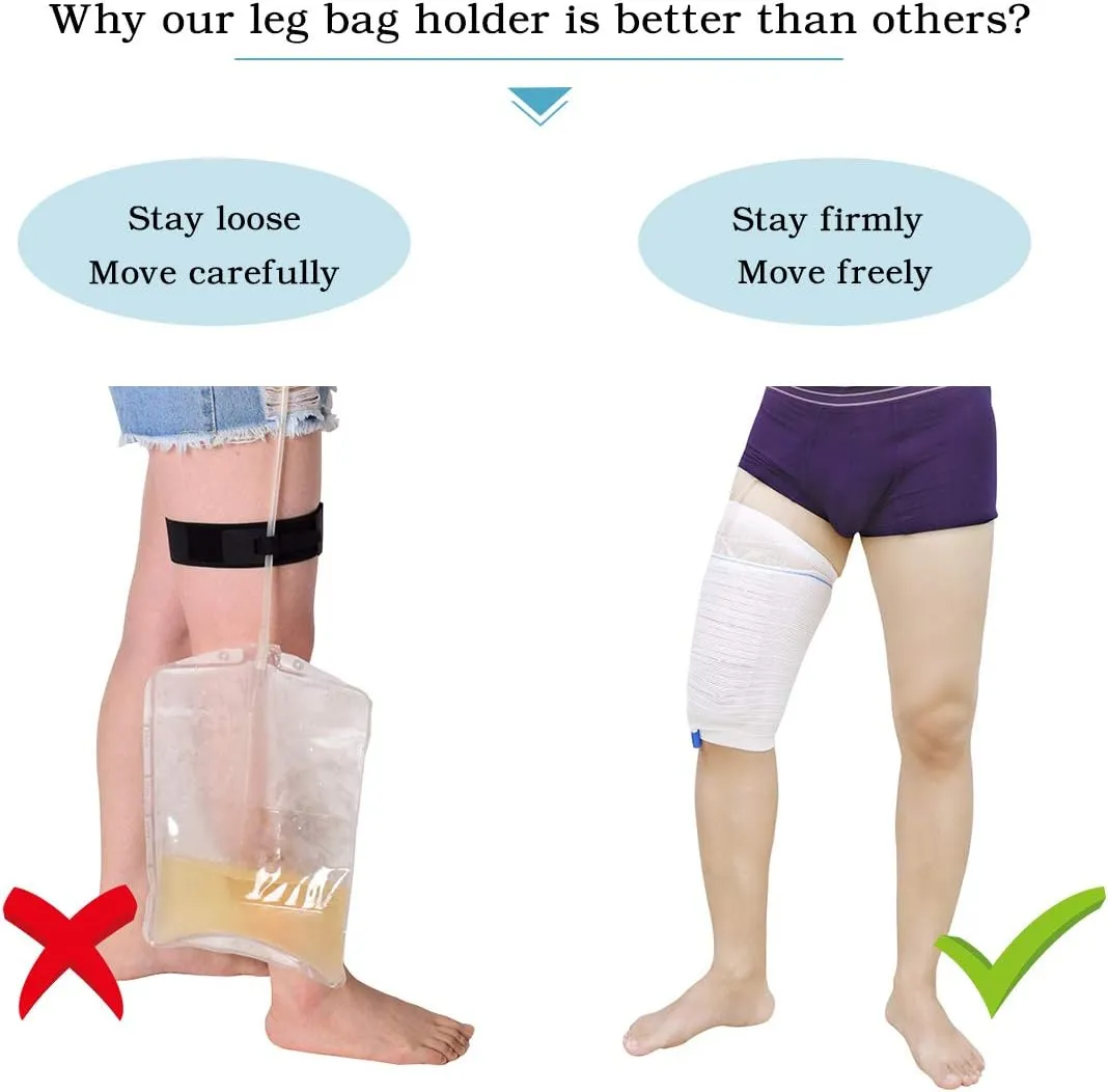 Catheter Leg Bag Holder 4 Count Fabric Catheter Sleeves Urine Leg Bag Holder - Urinary Drainage Bag Stay in Place Urine Bags for Legs Foley Catheter Bag Holder Strap for Men or Women (S-4pack)