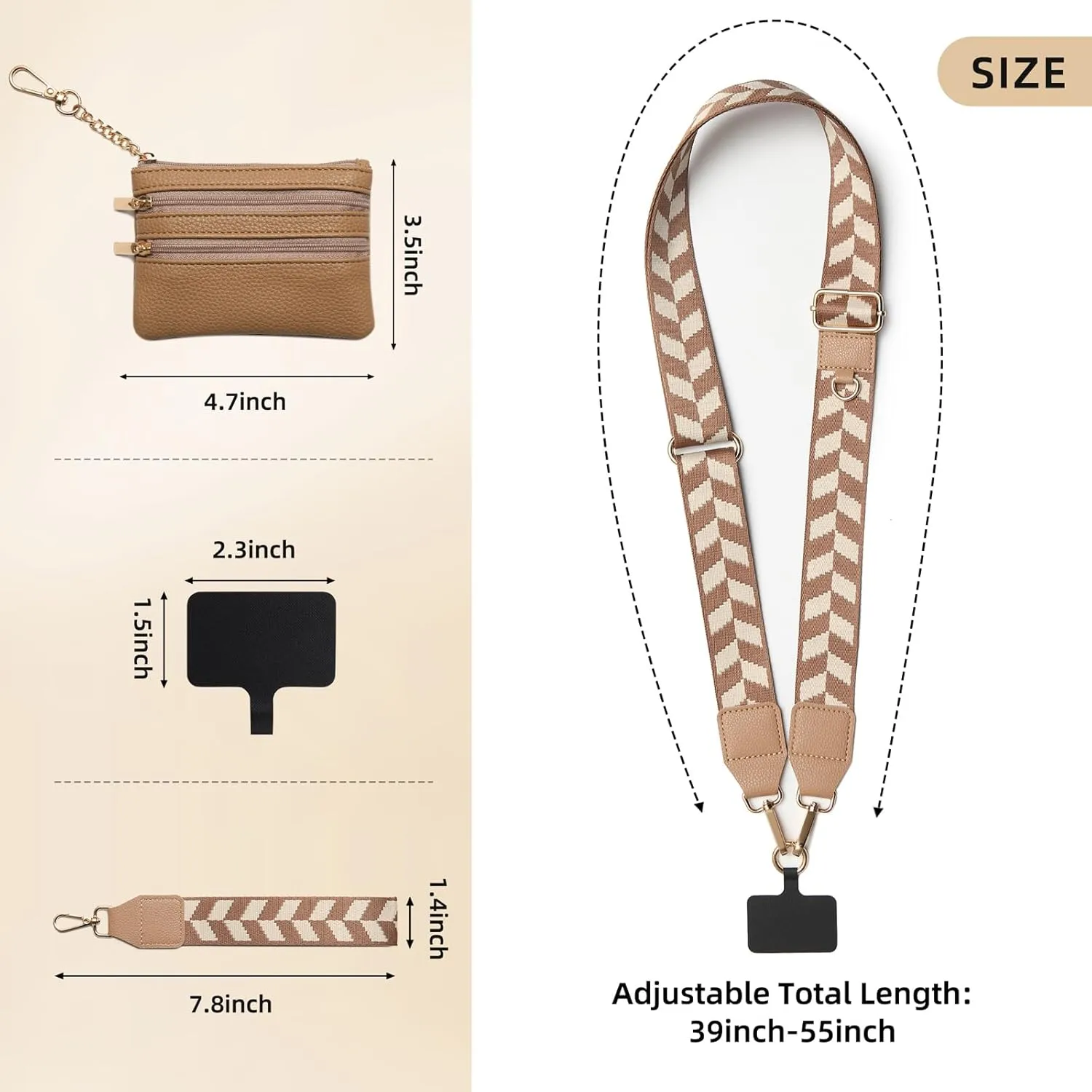 Cell Phone Lanyard Crossbody,Adjustable Cell Phone Strap with Wristlet,Clip and Go Strap for Phone with Wallet
