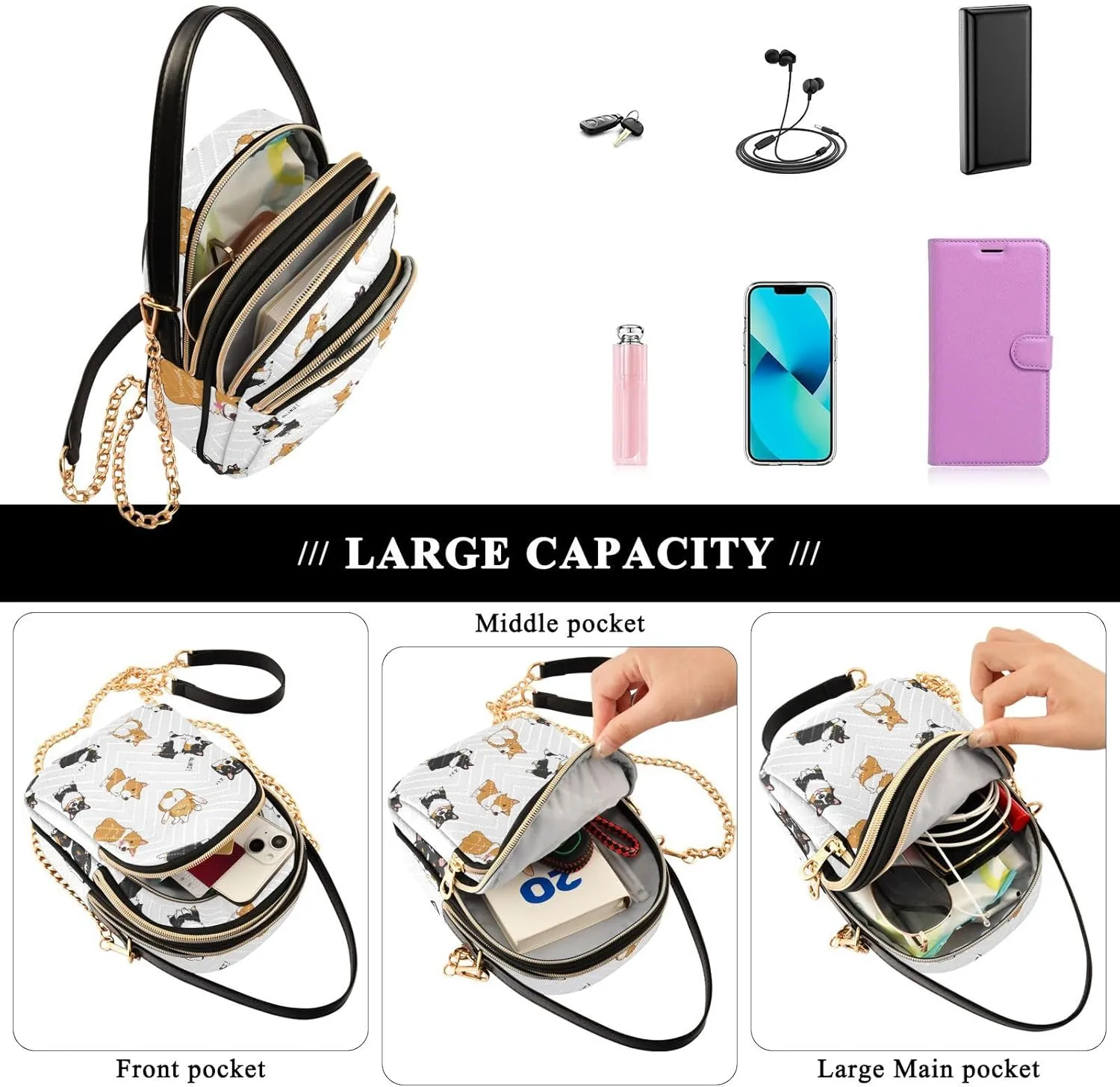 Cell Phone Purse Crossbody Handbag Durable Shoulder Bag Sturdy Travel Pouch