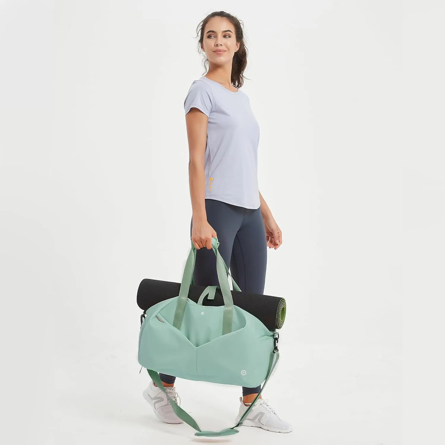 Ceneda 20" Gym Duffel Bag with Wet Pocket Shoes Compartment Portable Overnight Weekender Bag Travel bag Yoga Bag for Women (Mint Green)