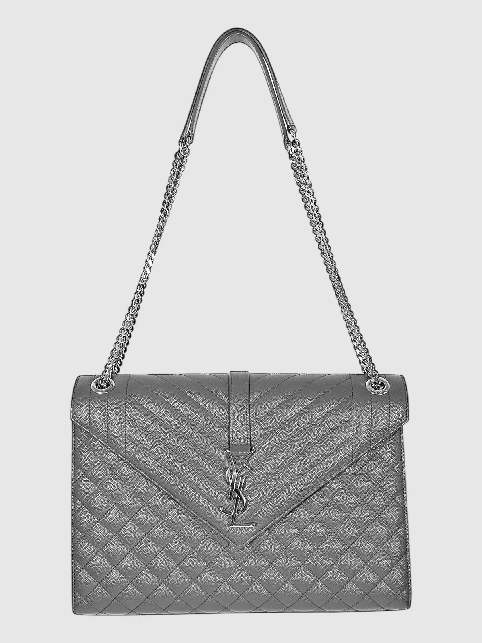 Chain Strap Quilted Envelope Bag