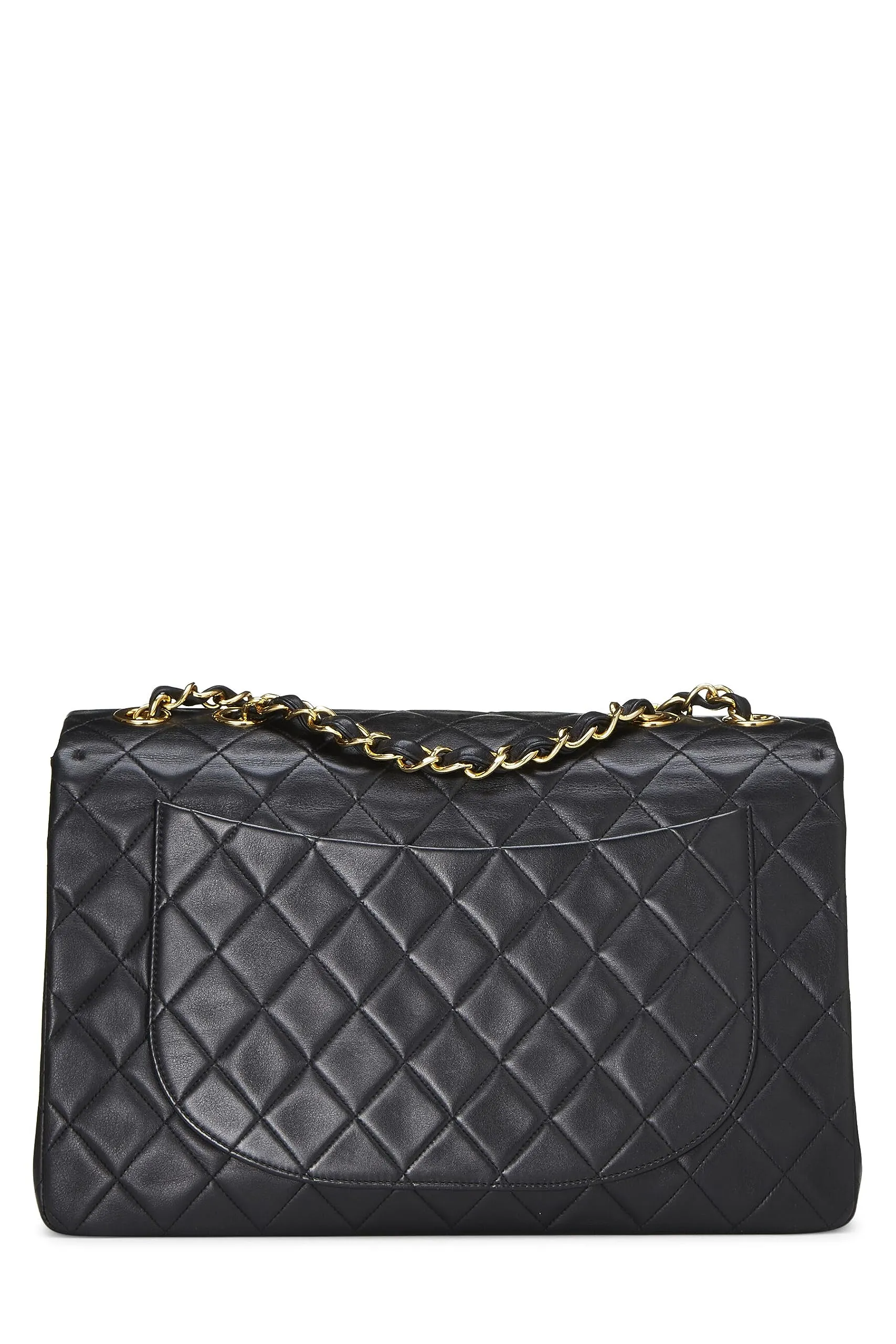 Chanel,  Black Quilted Lambskin Half Flap Maxi, Black
