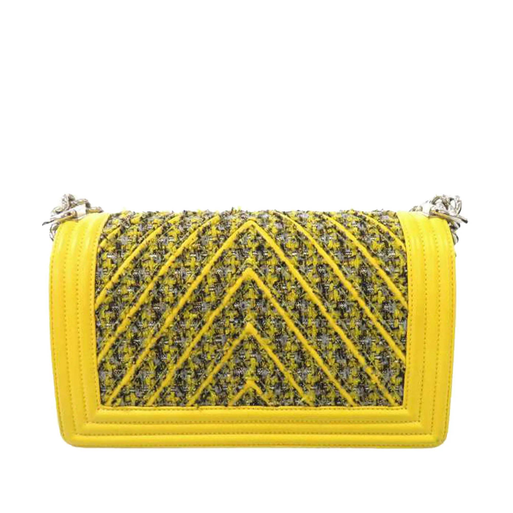 Chanel Medium Tweed Boy Bag Yellow - '10s