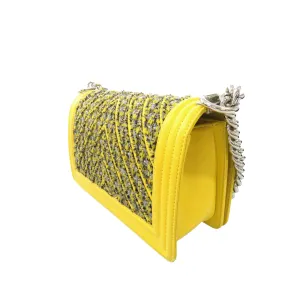Chanel Medium Tweed Boy Bag Yellow - '10s