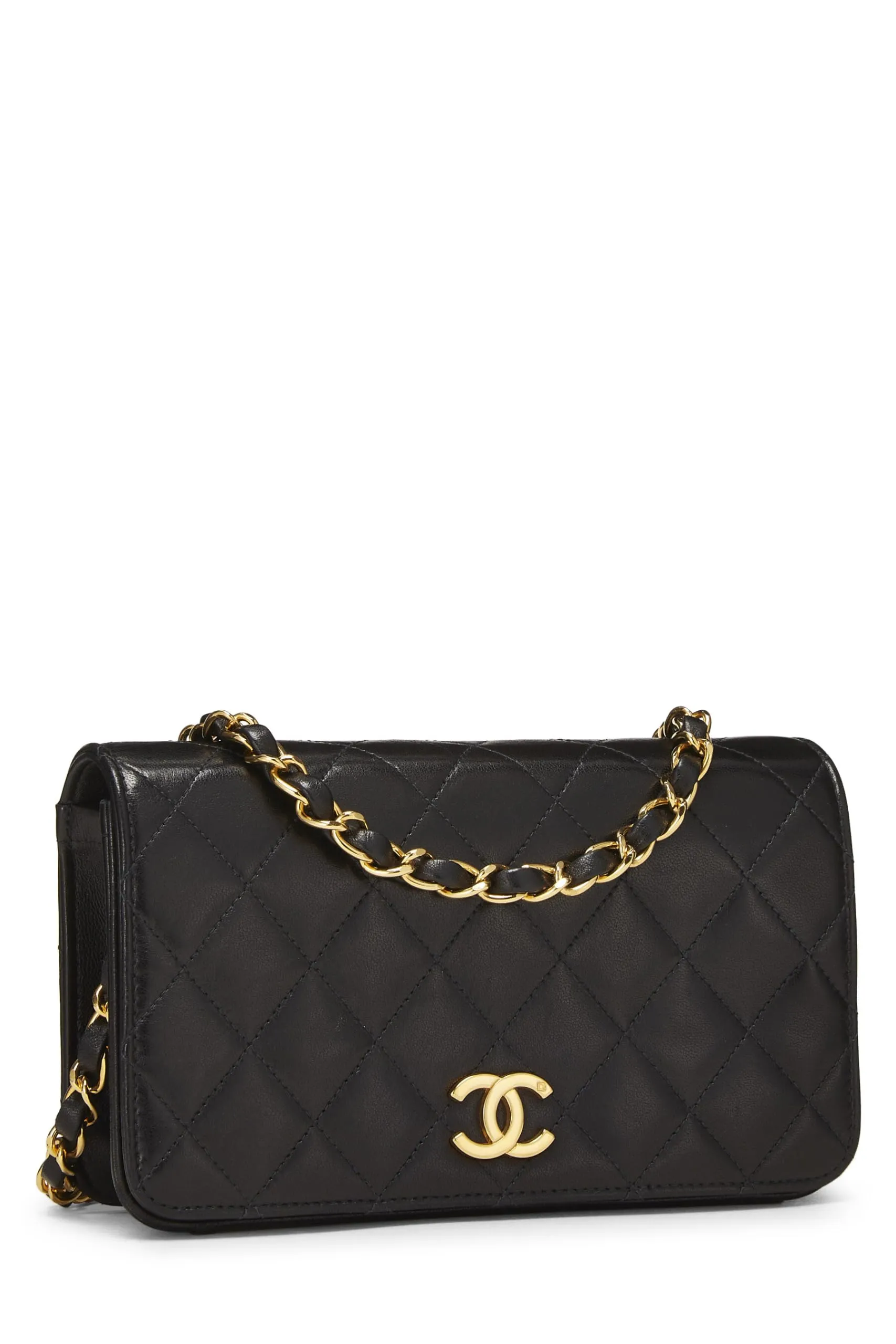 Chanel, Mini, Clearance Snap Lambskin Premium finish Black Black Quilted  Flap Full
