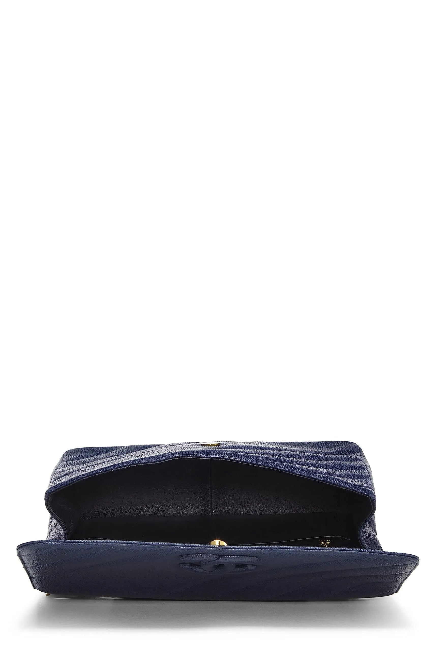Chanel,  Navy Caviar Diagonal Jumbo Flap, Blue