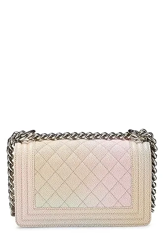 Chanel,  Rainbow Quilted Caviar Boy Bag Small, Pink