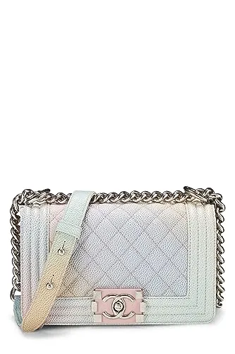 Chanel,  Rainbow Quilted Caviar Boy Bag Small, Pink