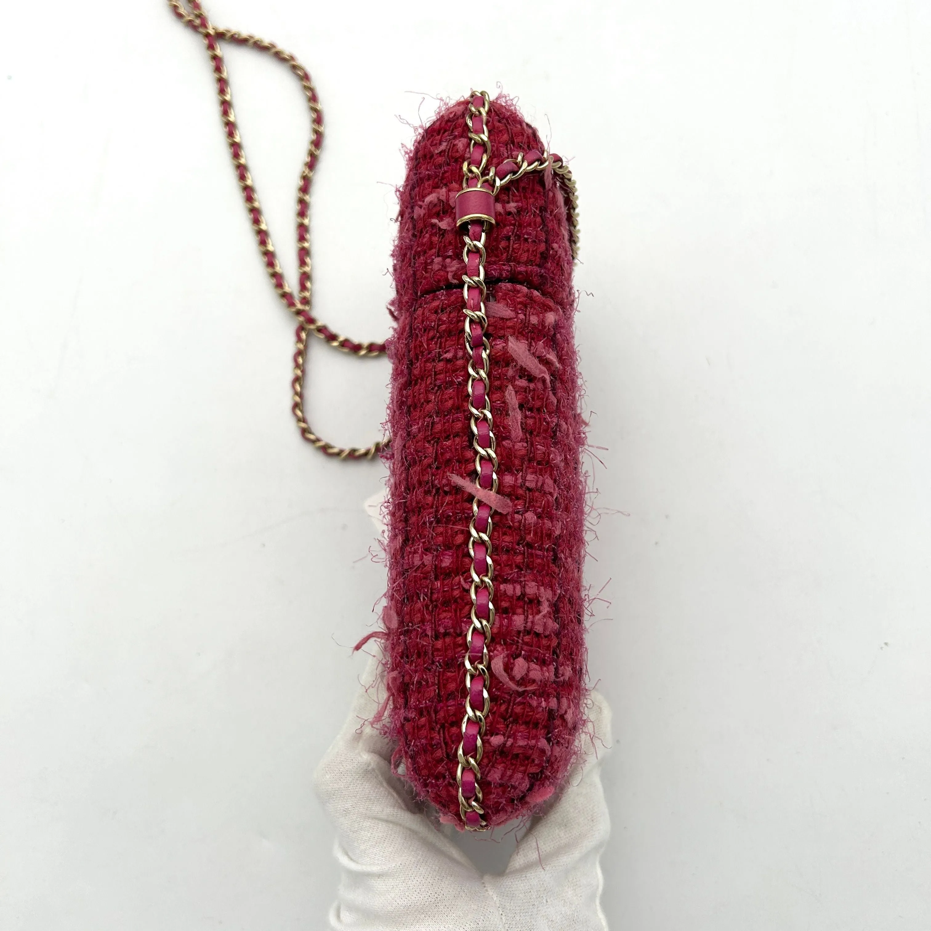Chanel Tweed Chain Around Phone Holder Crossbody Bag - Pink Crossbody Bags, Handbags ch77157eh