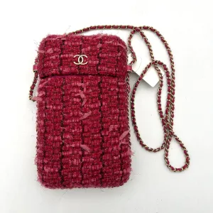 Chanel Tweed Chain Around Phone Holder Crossbody Bag - Pink Crossbody Bags, Handbags ch77157eh