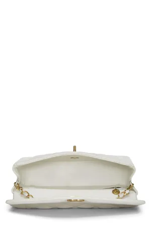 Chanel,  White Quilted Caviar Diana Flap Medium, White