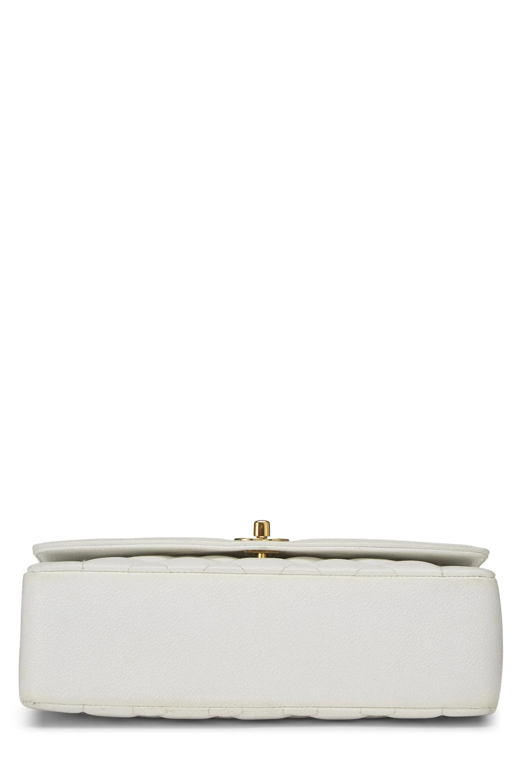 Chanel,  White Quilted Caviar Diana Flap Medium, White