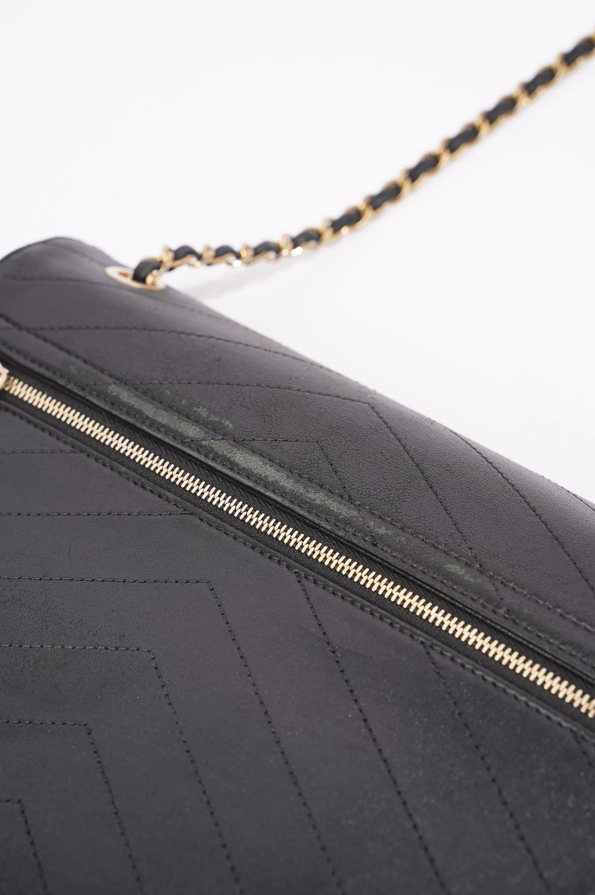 Chanel Womens Lambskin Crossbody Envelope Bag Black