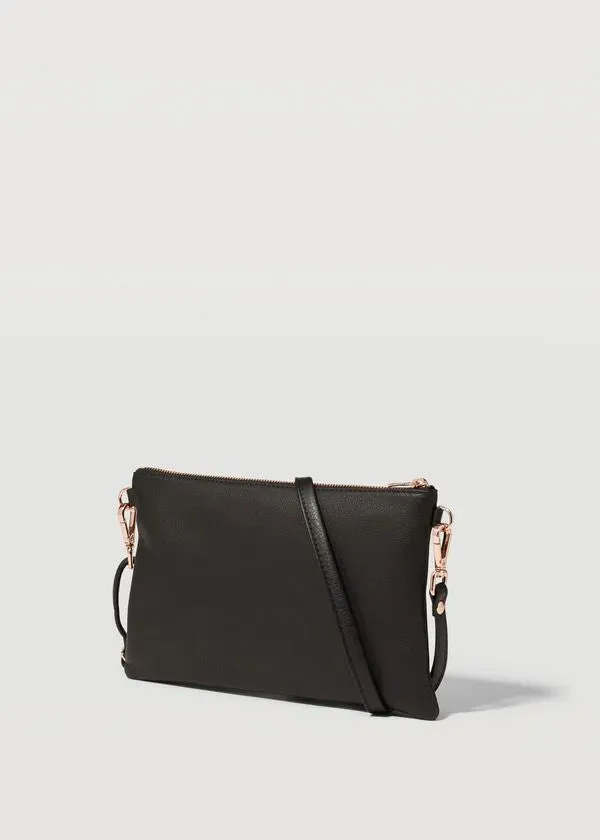 CHARLIE MIDDLETON Black Nappa Dual Zip Crossbody Bag - Silver