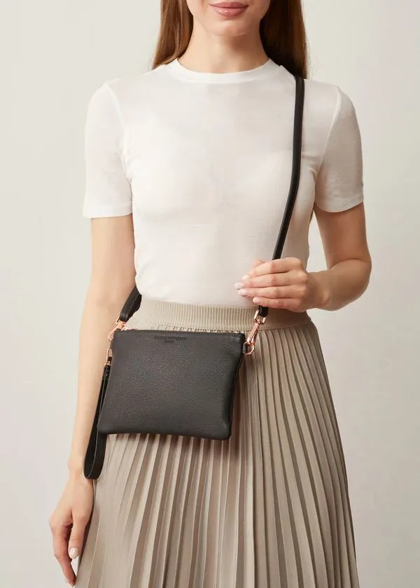 CHARLIE MIDDLETON Black Nappa Essential Crossbody Bag - Silver