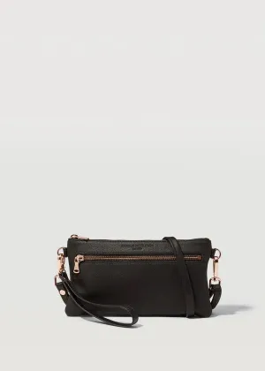 CHARLIE MIDDLETON Black Nappa Mini Dual Zip Crossbody Bag - Gold