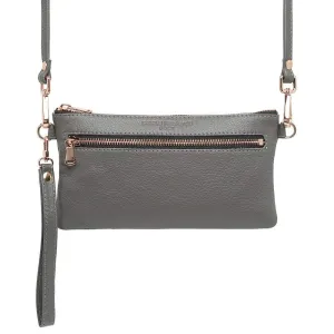 CHARLIE MIDDLETON  Grey Nappa Double Zip Crossbody