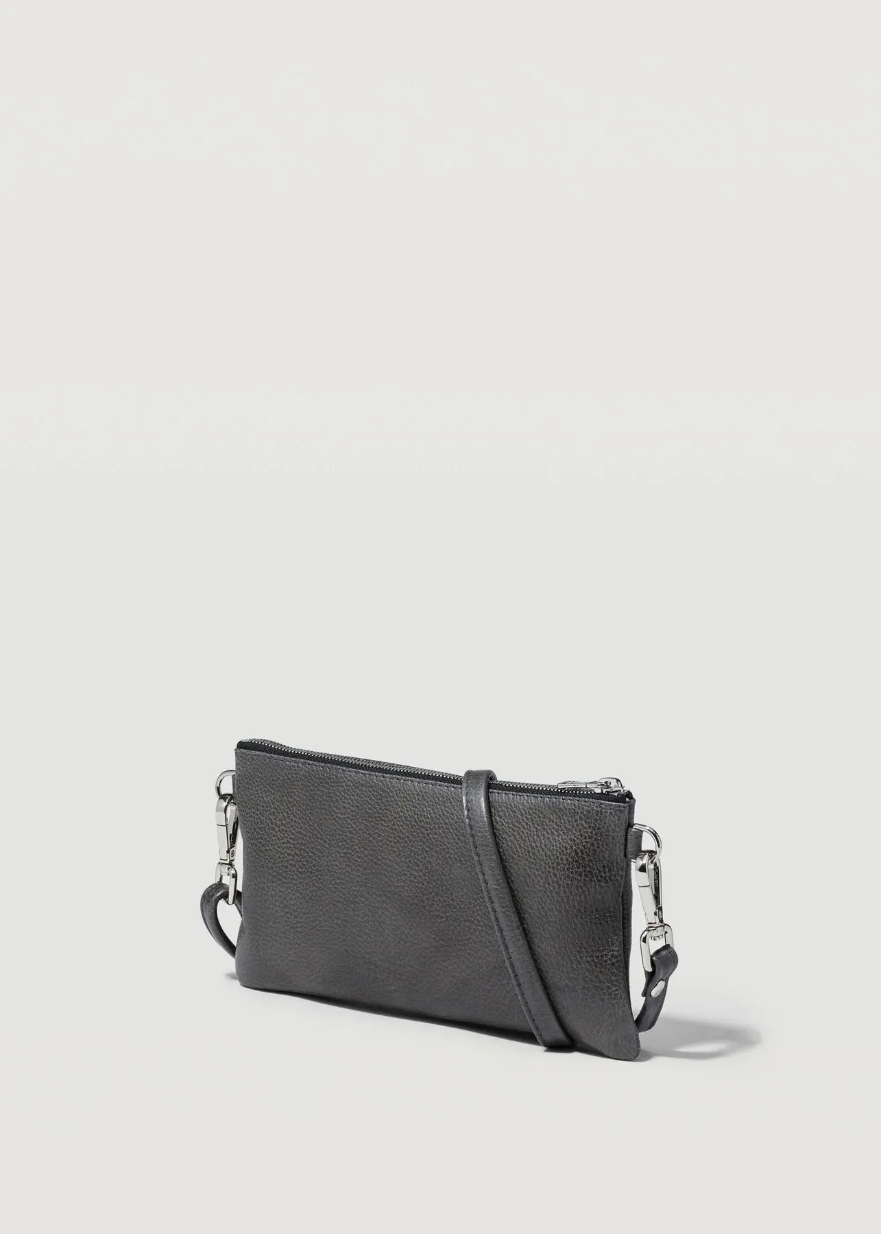 CHARLIE MIDDLETON Slate Mini Dual Zip Crossbody Bag - Silver