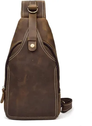 Chest Bag Vintage Crazy Horse Leather Crossbody Bag Travel Bag Shoulder Bag