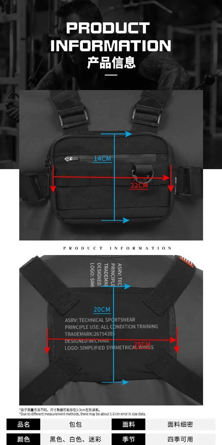 Chest Bags,Tracffy Shoulder Bag Front Pack Chest Rig Crossbody Backpack,Outdoor Streetwear Chest Pocket Bag(camo,M)
