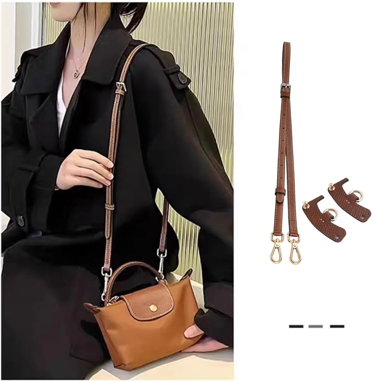 Chispee Purse Straps Replacement Crossbody Leather Strap Fit for longchamp,Baguette,Chanel,Coach mini Bag (White)
