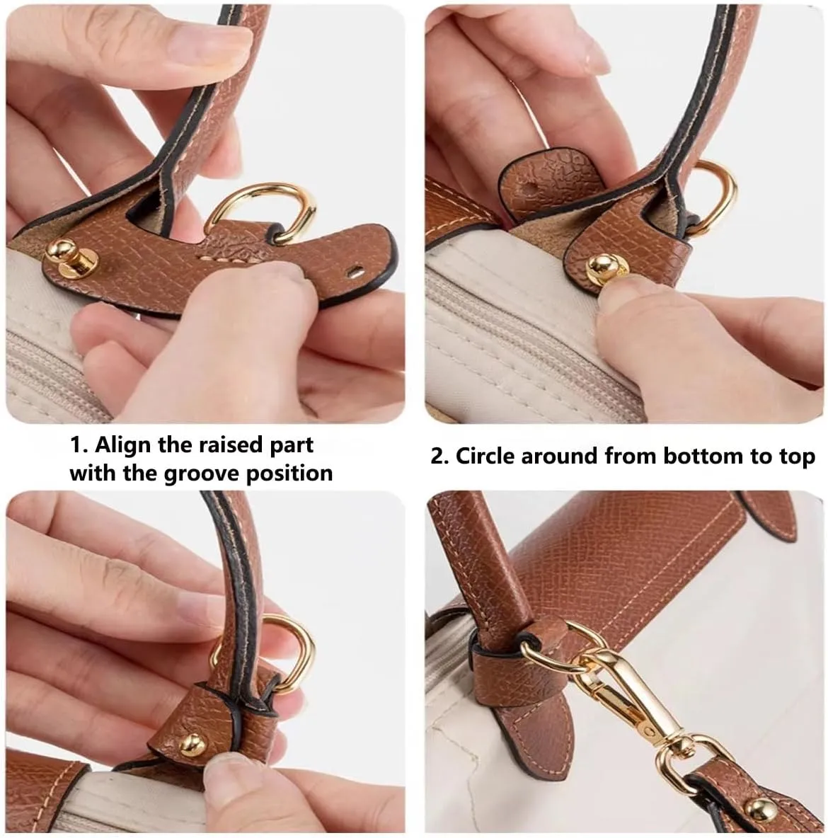 Chispee Purse Straps Replacement Crossbody Leather Strap Fit for longchamp,Baguette,Chanel,Coach mini Bag (White)