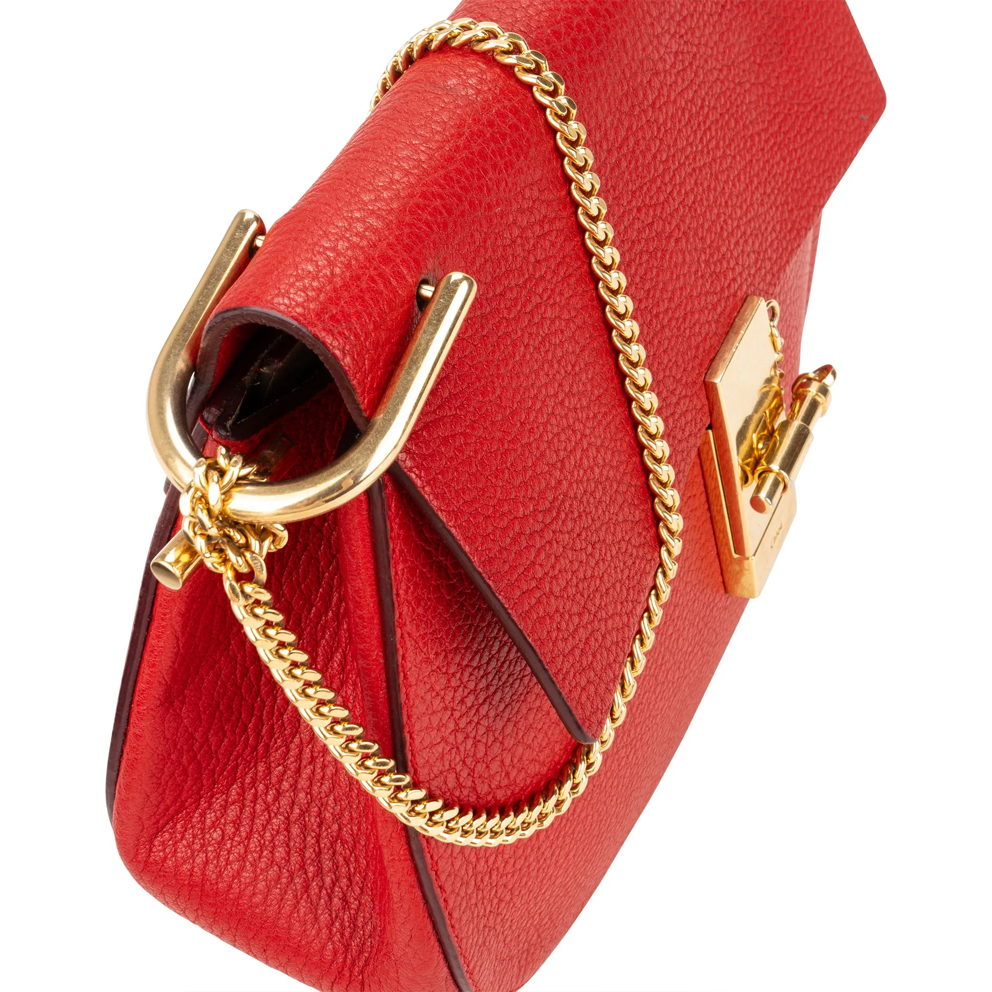 Chloé Rouge Leather Drew Crossbody Bag