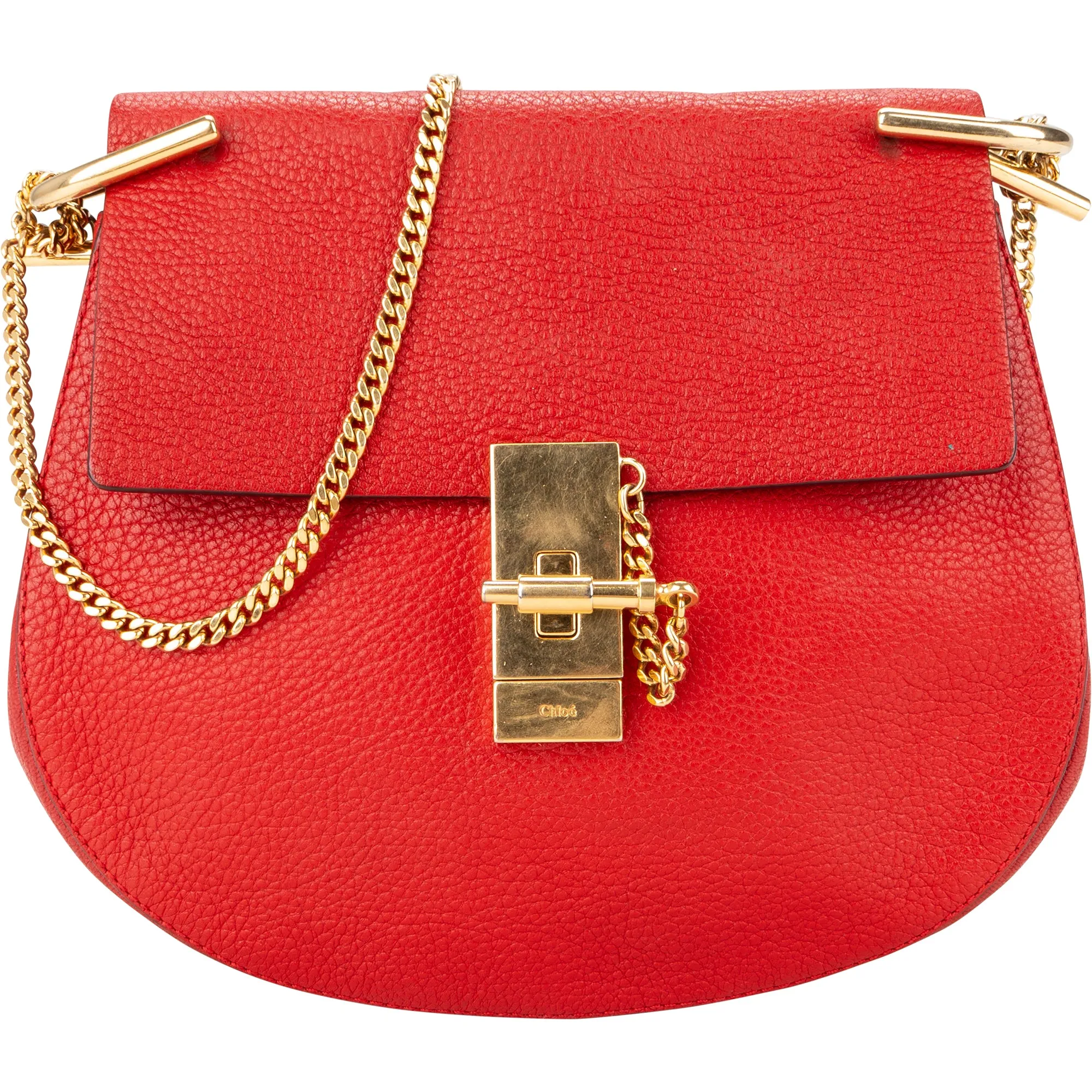 Chloé Rouge Leather Drew Crossbody Bag