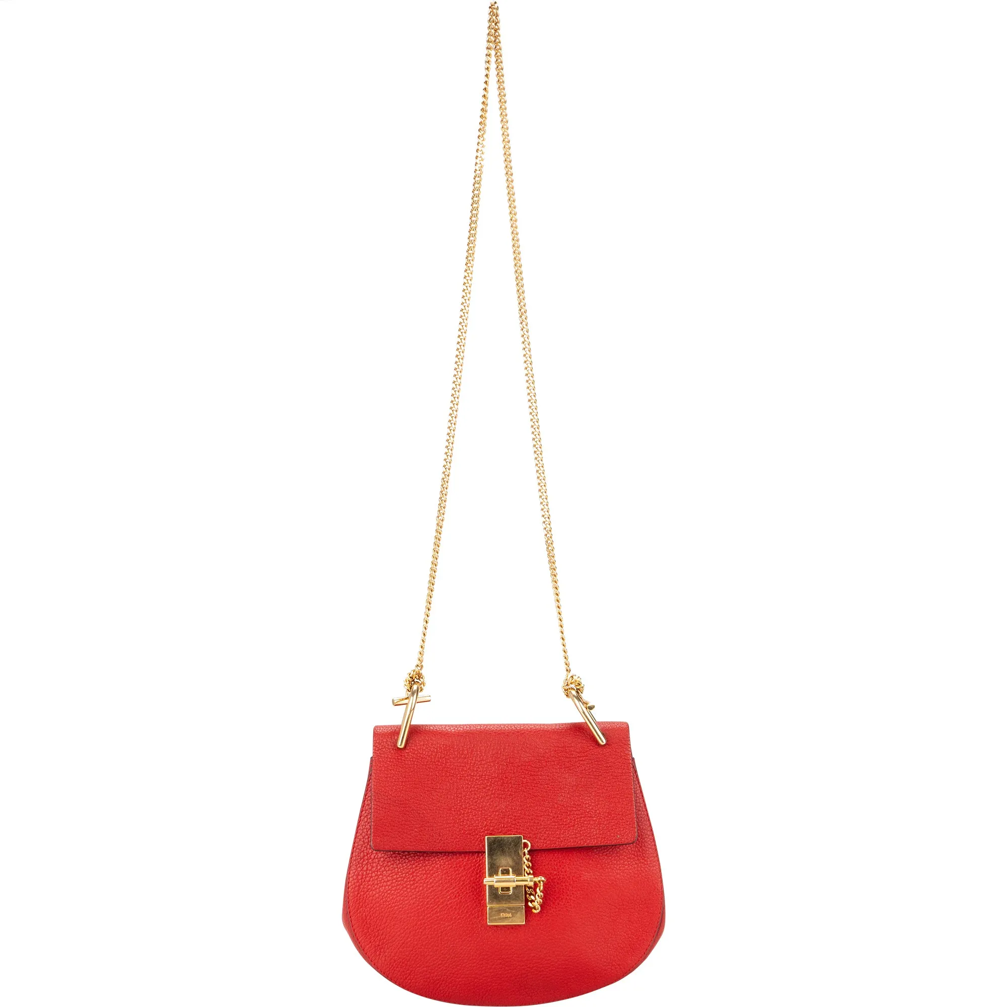 Chloé Rouge Leather Drew Crossbody Bag