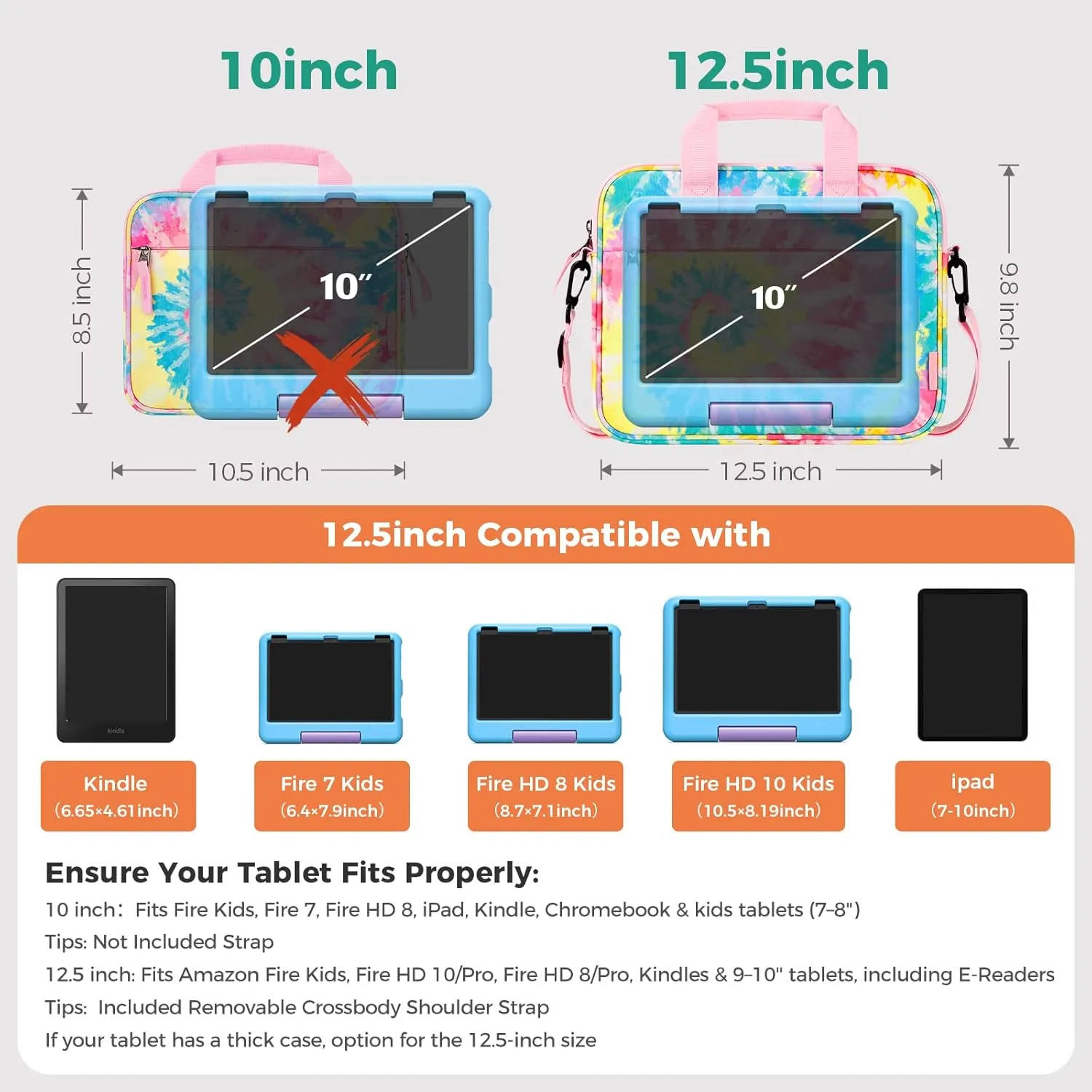 Choco Mocha Kids Tablet Sleeve Bag for Boys & Girls, (10-12.5Inch)