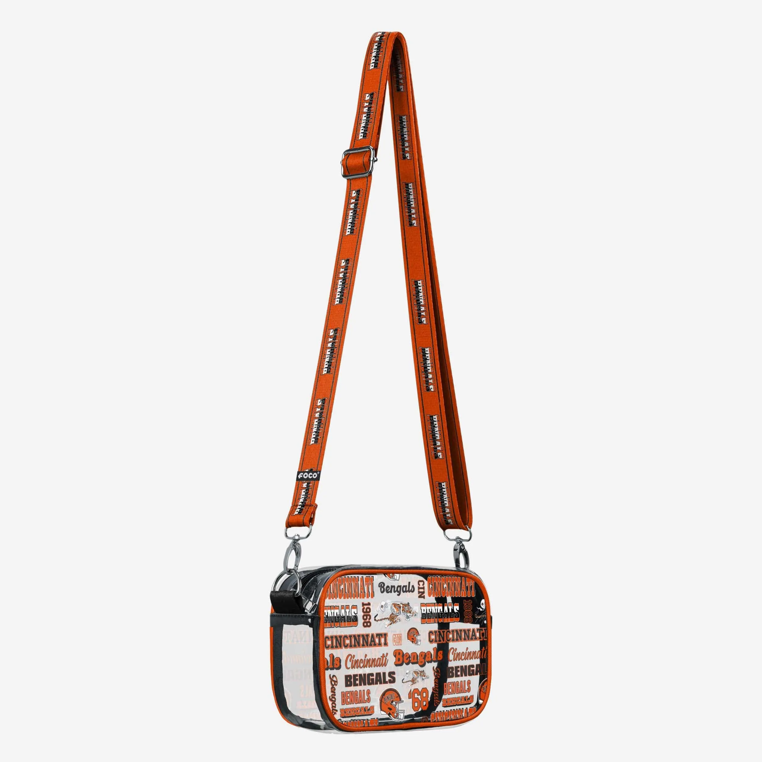 Cincinnati Bengals Repeat Retro Print Clear Crossbody Bag