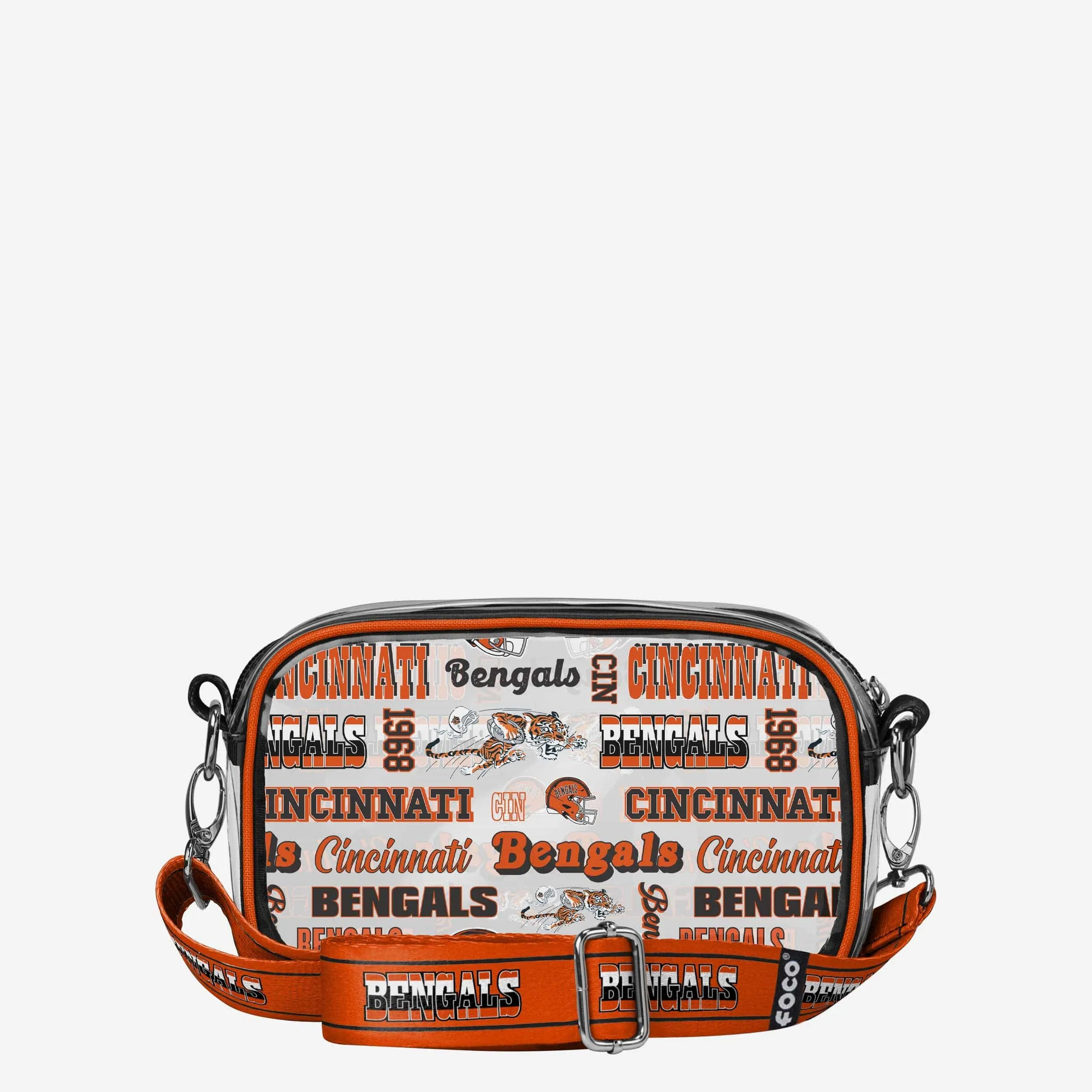 Cincinnati Bengals Repeat Retro Print Clear Crossbody Bag