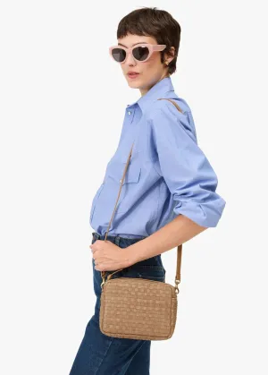 Clare V Midi Sac Clay Leather & Suede Woven Checker
