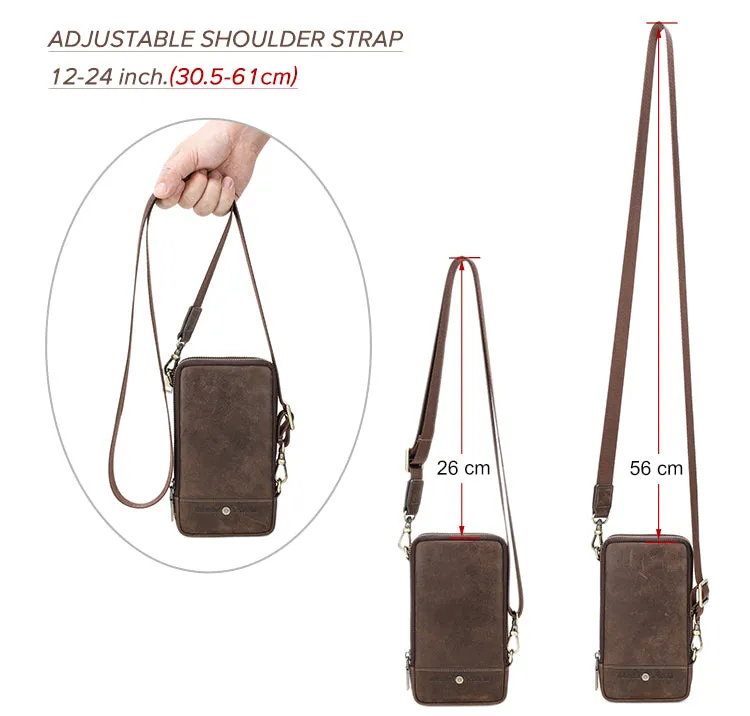 Classic Crazy Horse Leather Crossbody Bag for Travel