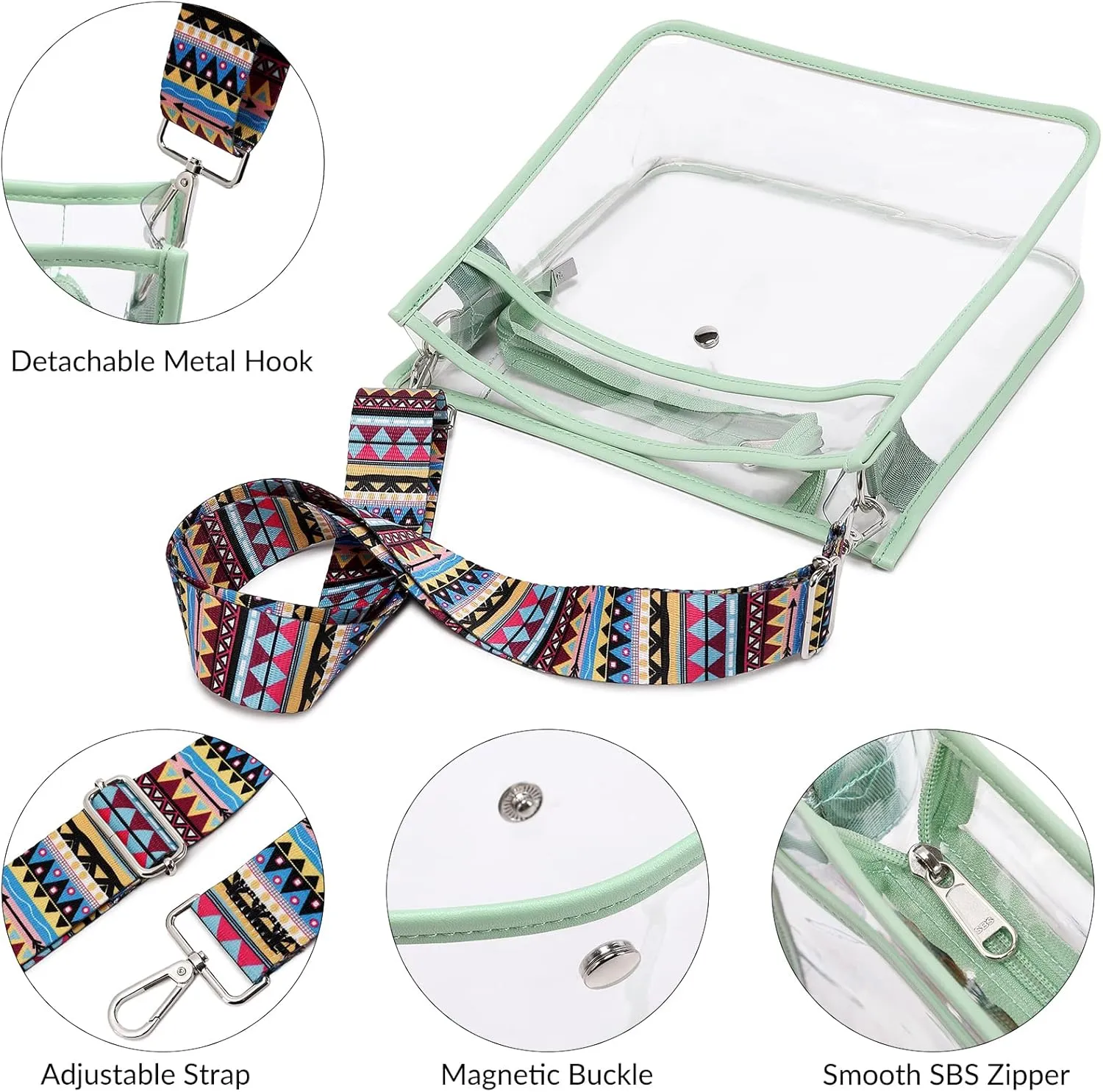 Clear Bag Stadium Approved Clear CrossBody Bag Women Shoulder Handbag Purse