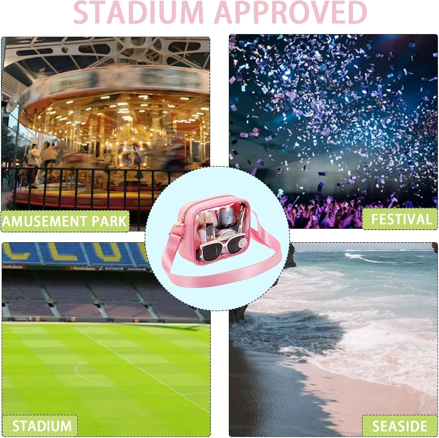Clear Bag Stadium Approved Clear Crossbody Fanny Purse Transparent Bag for Concerts Sports Festivals