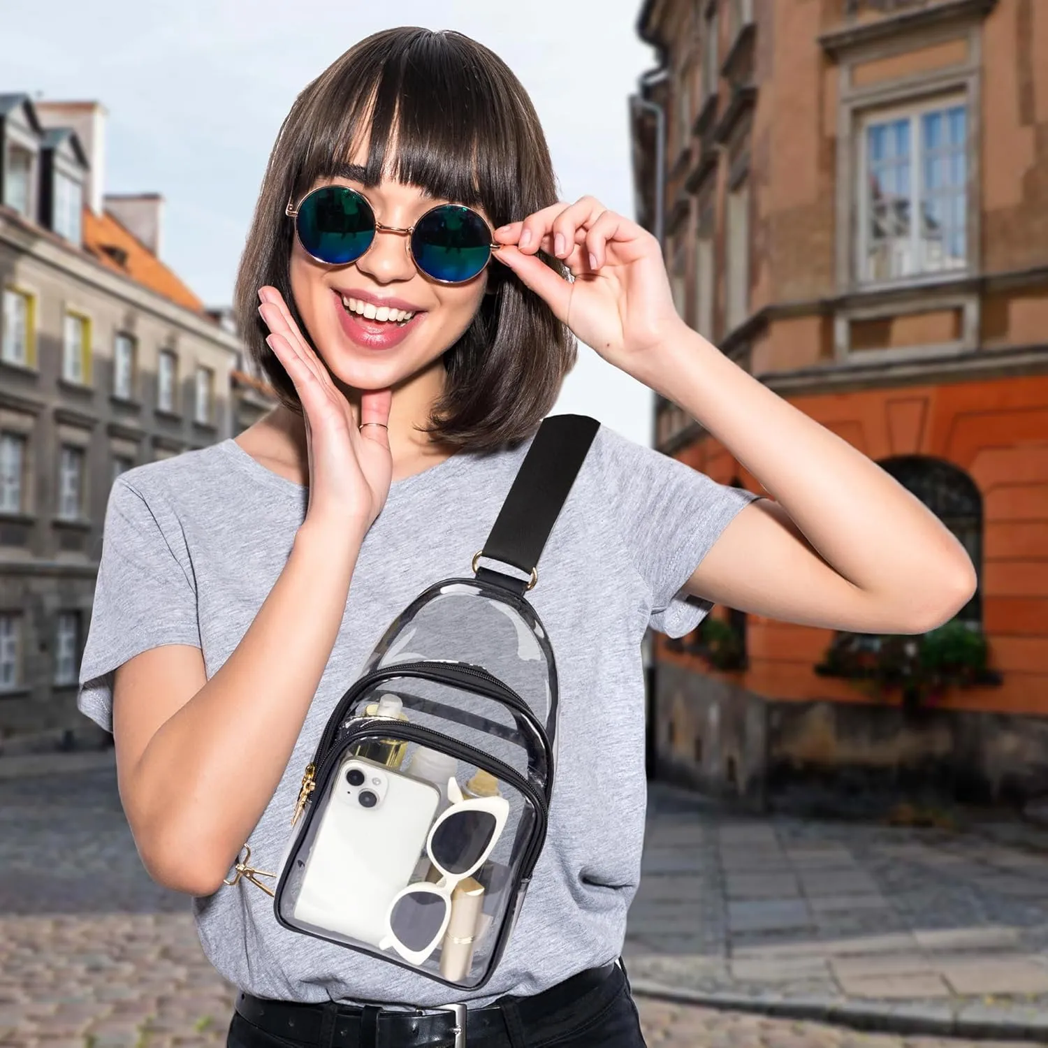 Clear Bag Stadium Approved Crossbody Sling Bag Fanny Pack Backpack Purse for Women Men for Sport Events