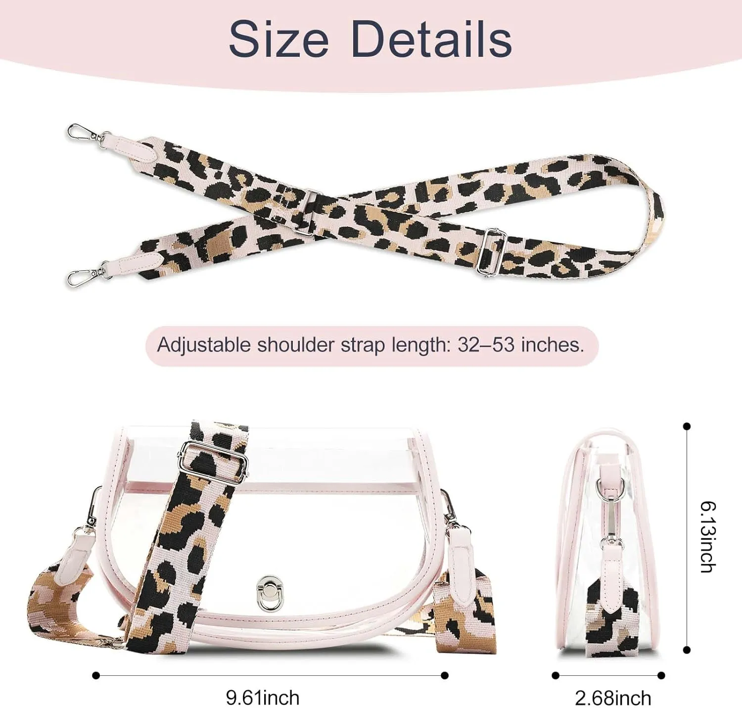 Clear Crossbody Bag Stadium Approved for Women，clear Bags for Stadium Events,clear Purse for Concerts