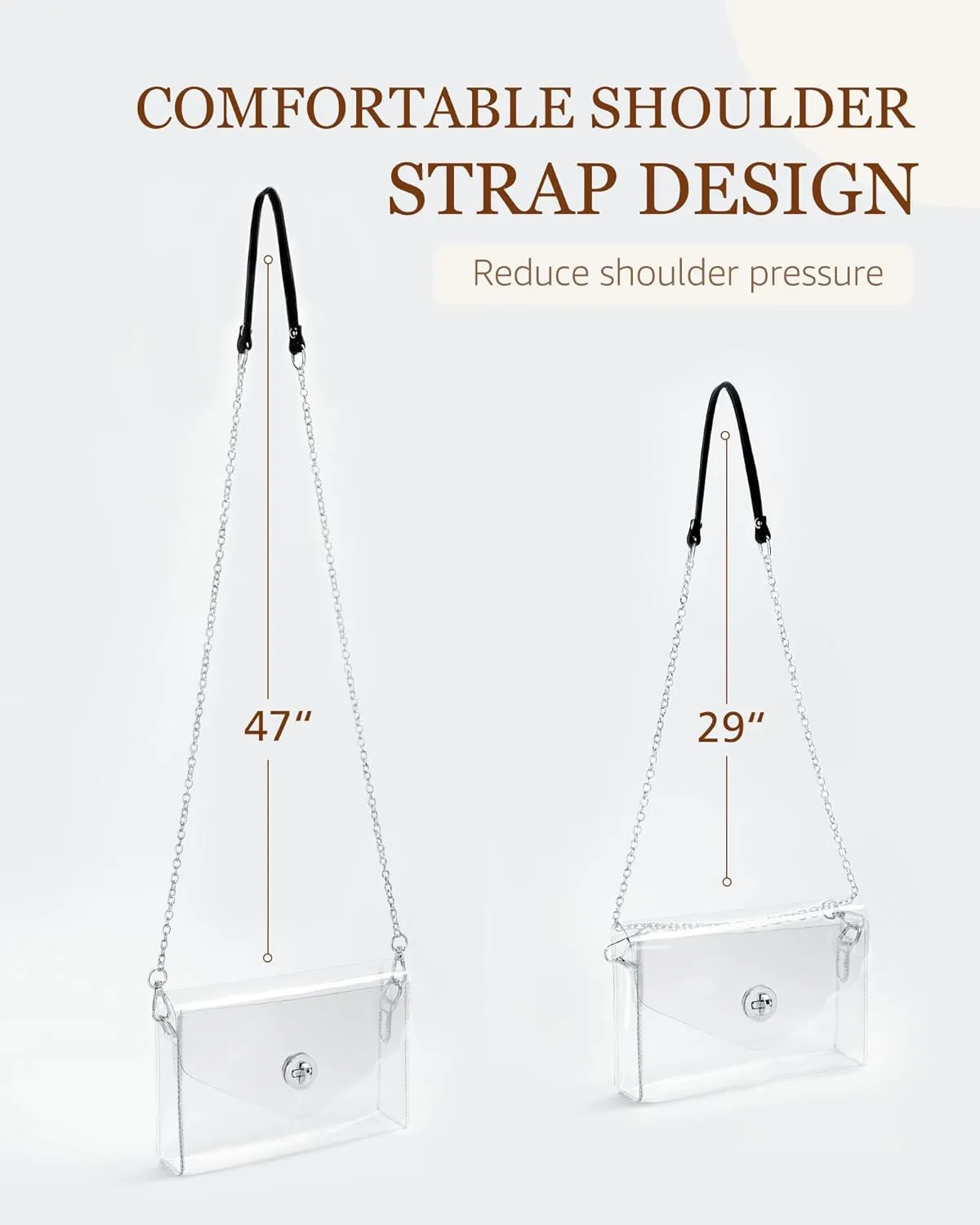 Clear Purse for Women, Stadium Approved Crossbody Bag with 2 Straps for Concerts