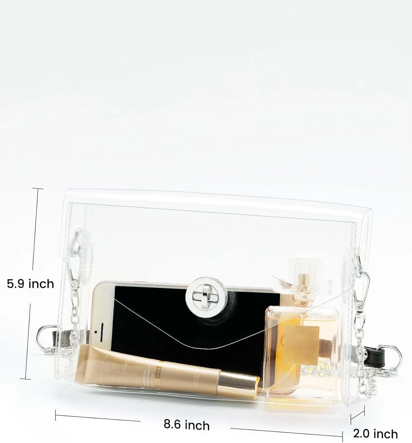 Clear Purse for Women, Stadium Approved Crossbody Bag with 2 Straps for Concerts