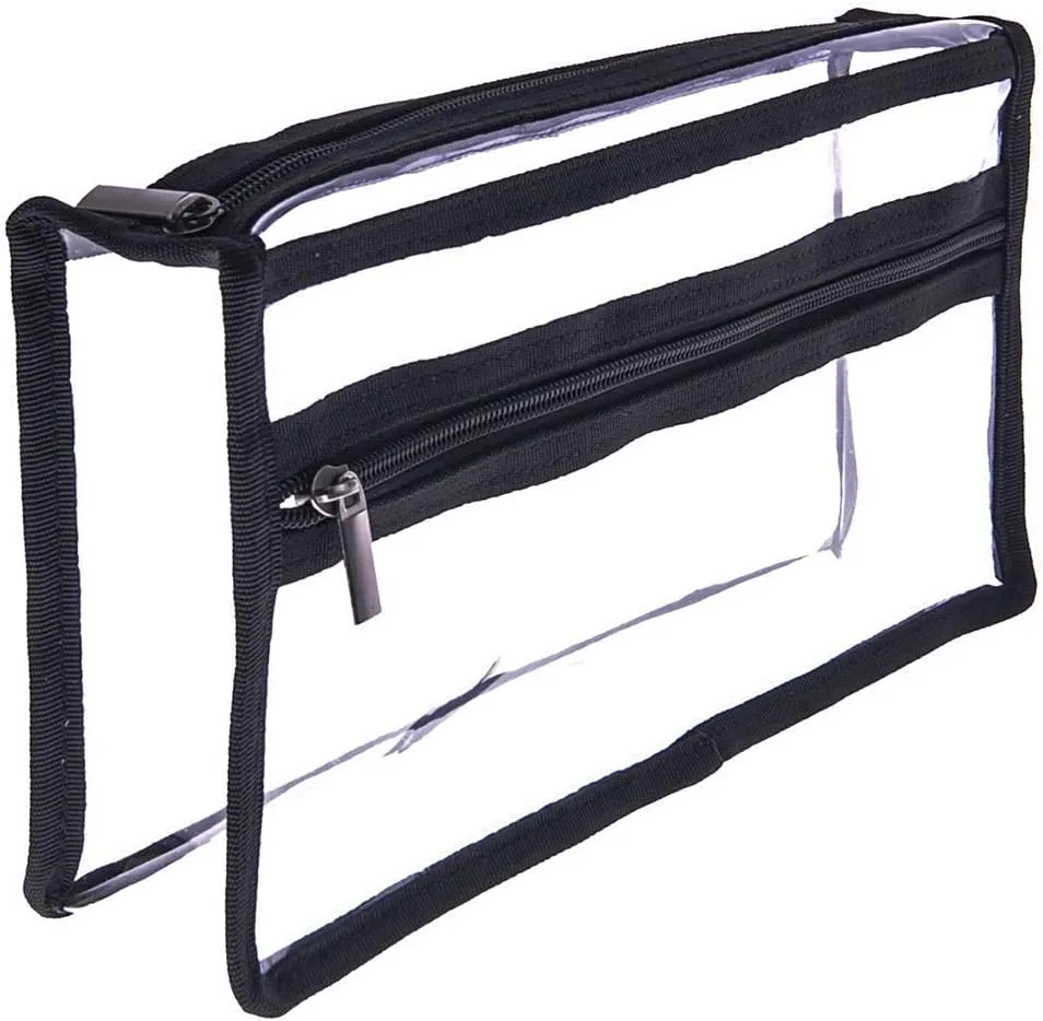 Clear PVC Makeup Bag Transparent Actor Bag Large Cosmetic Organizer Bag Makeup Kits Pouch Travel Make Up Accessories Storage Bag Clear Pencil Pouch Case Bag