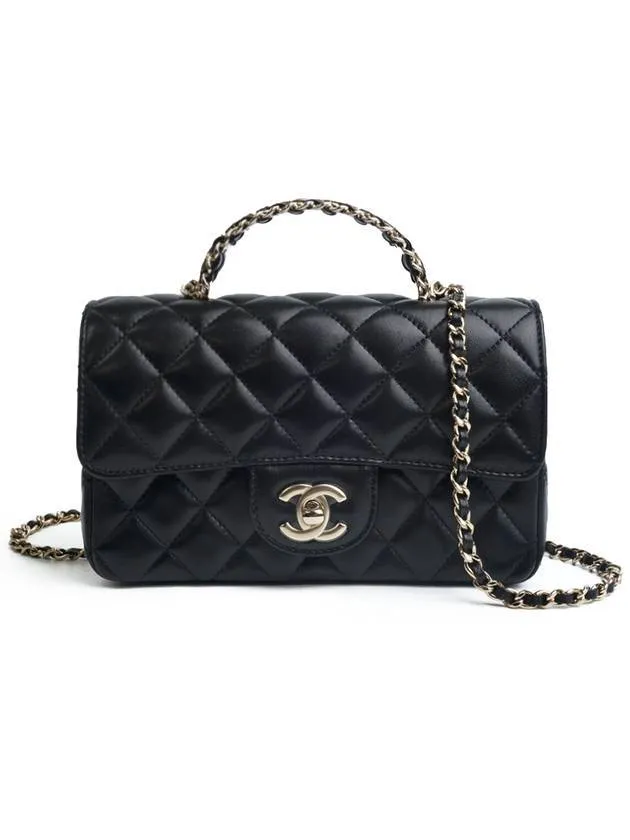 Clearance sale Cross Handle Customer-favorite Lambskin Black Bag Top Chanel
