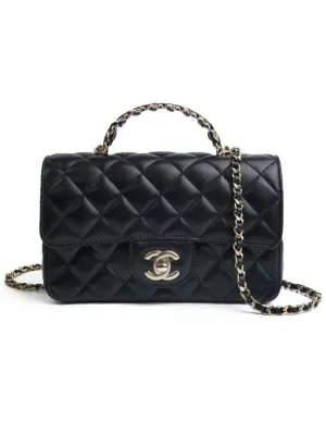 Clearance sale Cross Handle Customer-favorite Lambskin Black Bag Top Chanel