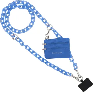 Clip and Go Phone Chain with Pouch (Ocean Blue - Blue Pouch) – Stylish Phone Lanyard Crossbody with Wallet for Women, Hands-Free Carrying and Adjustable Crossbody Chain Strap