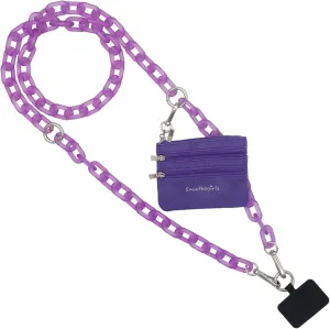 Clip and Go Phone Chain with Pouch (Purple - Purple Pouch) – Stylish Phone Lanyard Crossbody with Wallet for Women, Hands-Free Carrying and Adjustable Crossbody Chain Strap