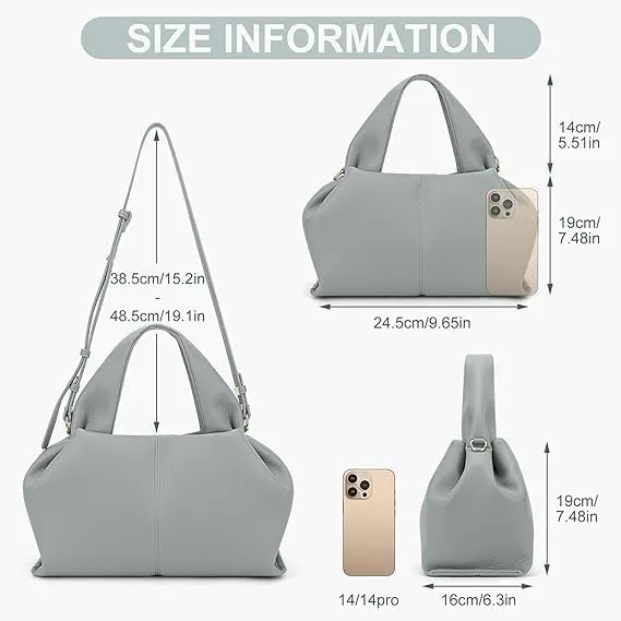Cloud Pouch Bag - Dumpling Clutch Purse Handbag Leather Tote Shoulder Bag Retro Crossbody Bag
