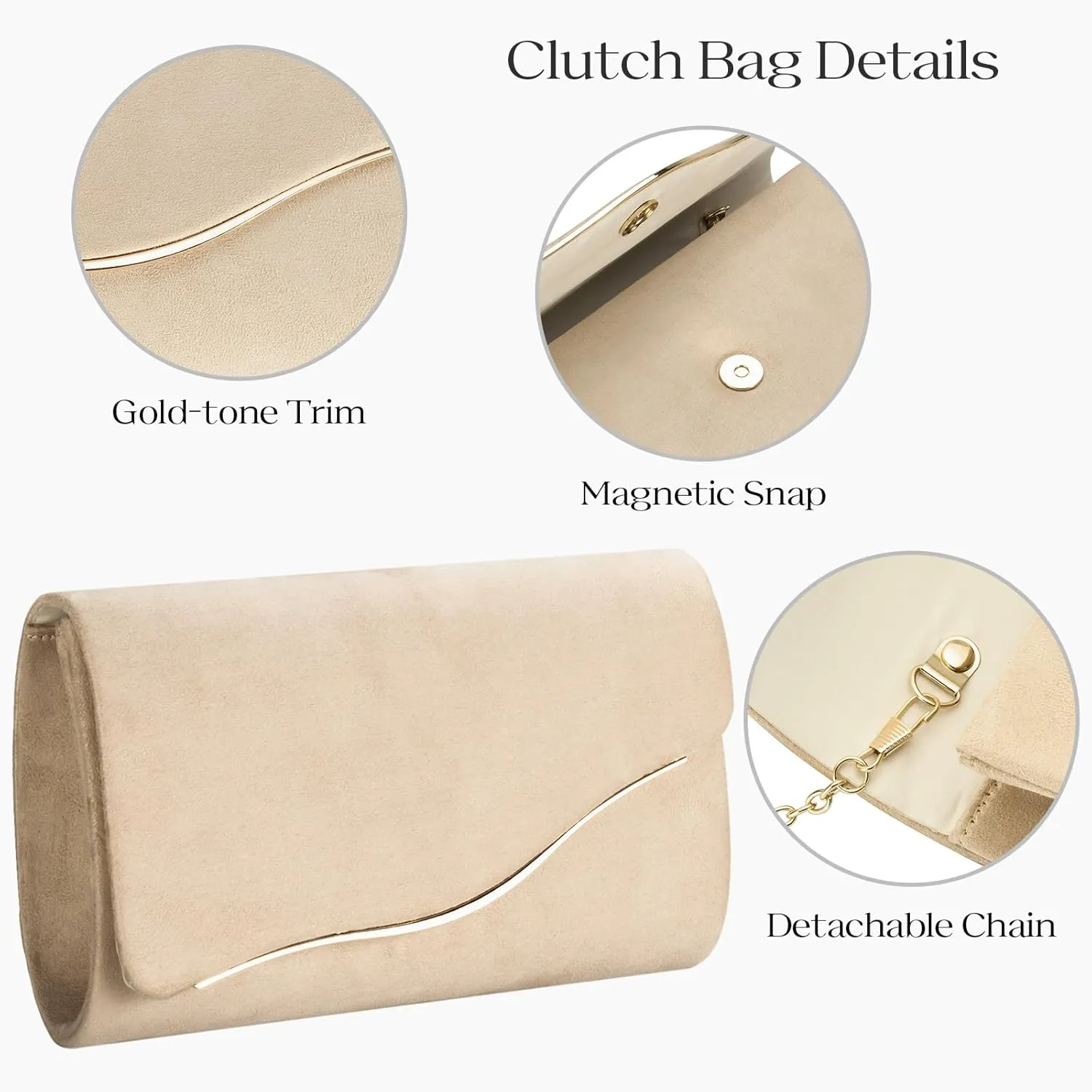 Clutch Purses for Women Evening Bag with Detachable Chain Small Sparkly Handbags for Party Wedding Evening Dress