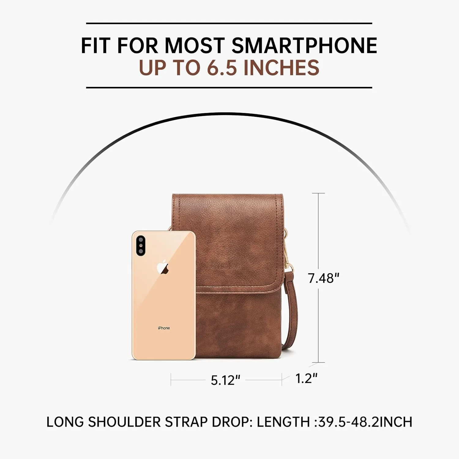 Cnoles Crossbody Bags for Women Small Fashion Shoulder Bag Vegan Soft Leather Cell Phone Bag Wallet Purses Adjustable Strap Coffee